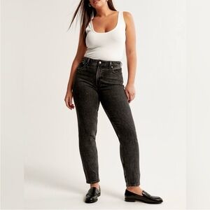 Abercrombie & Fitch The Mom High Rise Curve Love Black Stretch Denim Jeans 29 8S